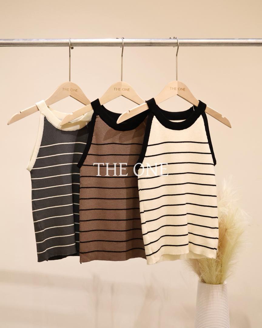 Striped knit Top | Free Size 🥨🤍 针织线条上衣 | 均码