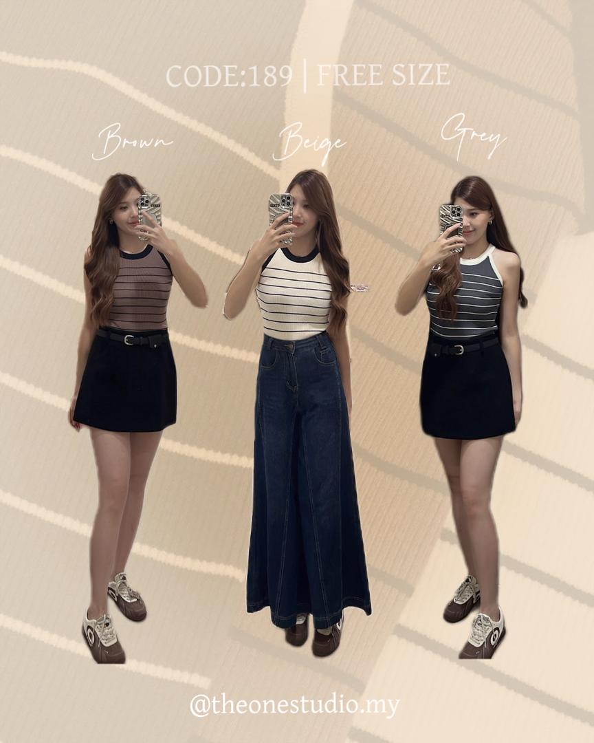 Striped knit Top | Free Size 🥨🤍 针织线条上衣 | 均码