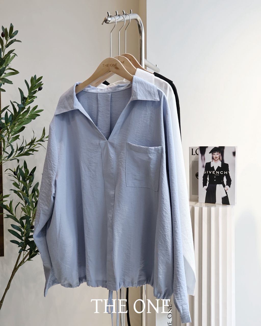 Korean Long-Sleeved V Neck Top | Free Size🍃 韩系宽松V领上衣| 均码