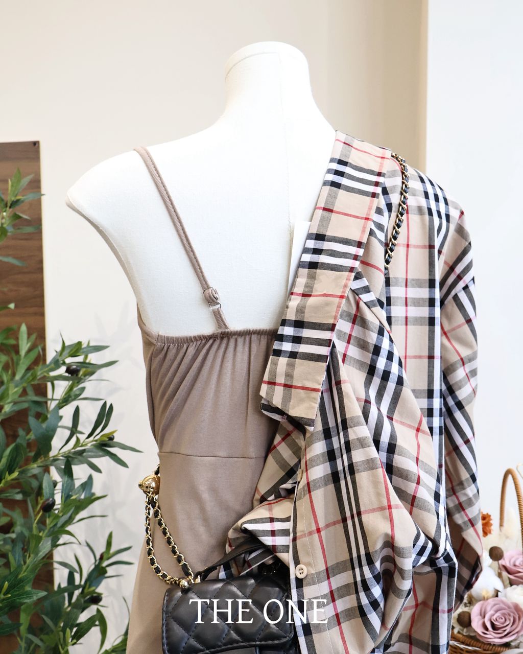 Dress w Plaid Jacket Set | Free Size ✨ 绑带连衣裙+配格子外套| 均码